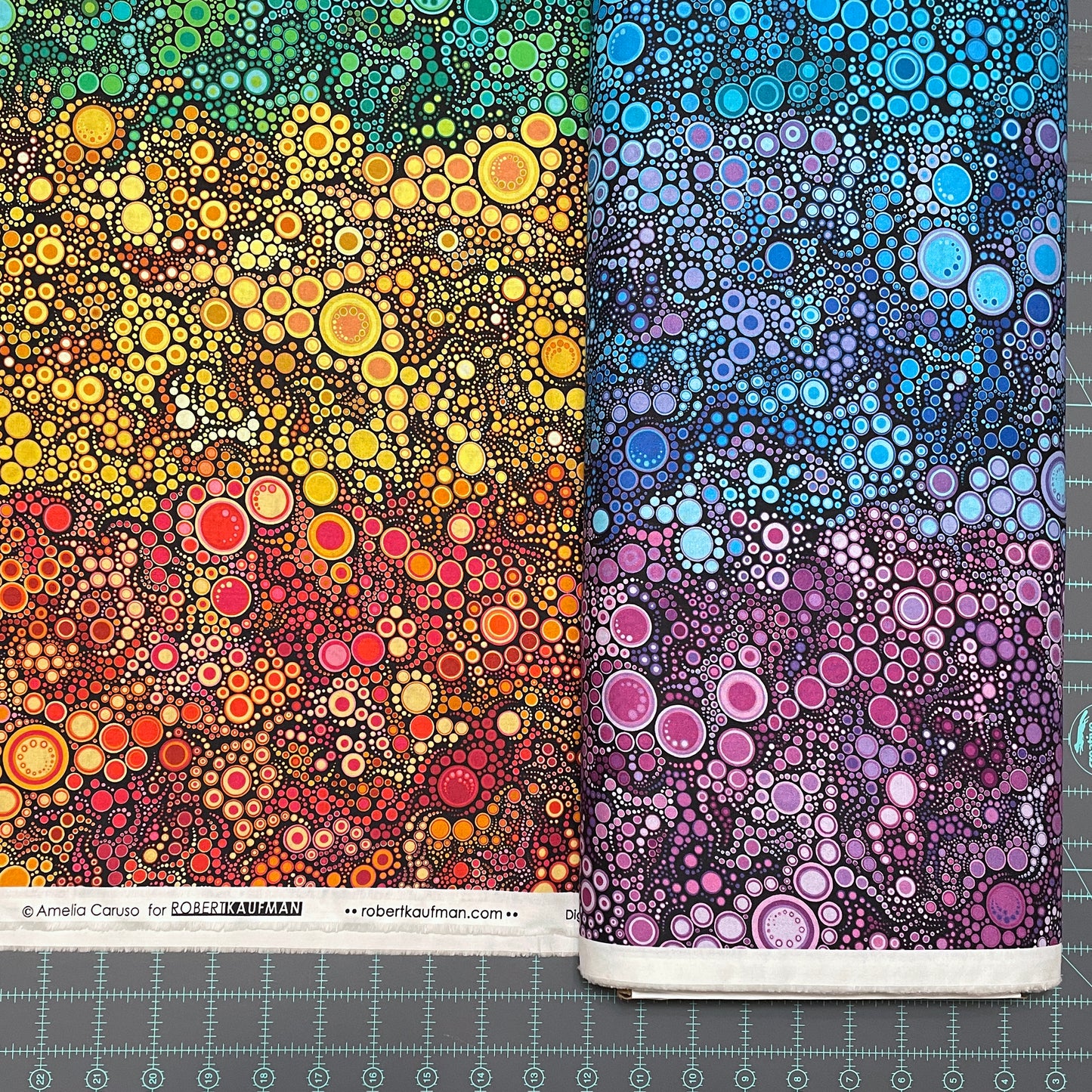 Rainbow Dots Fabric - Bright Gradation - Robert Kaufman - Effervescence - 100% cotton