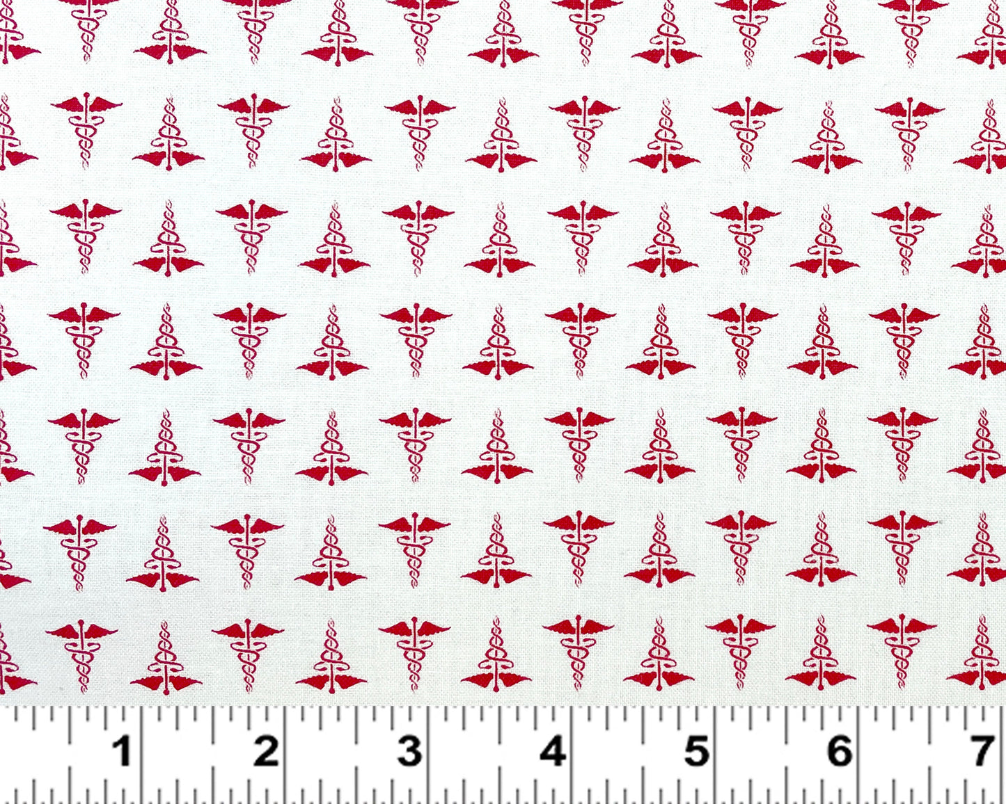 Caduceus medical fabric on white - To The Rescue Collection - By Robert Giordano for Henry Glass - 100% Cotton Fabric - Ships NEXT DAY