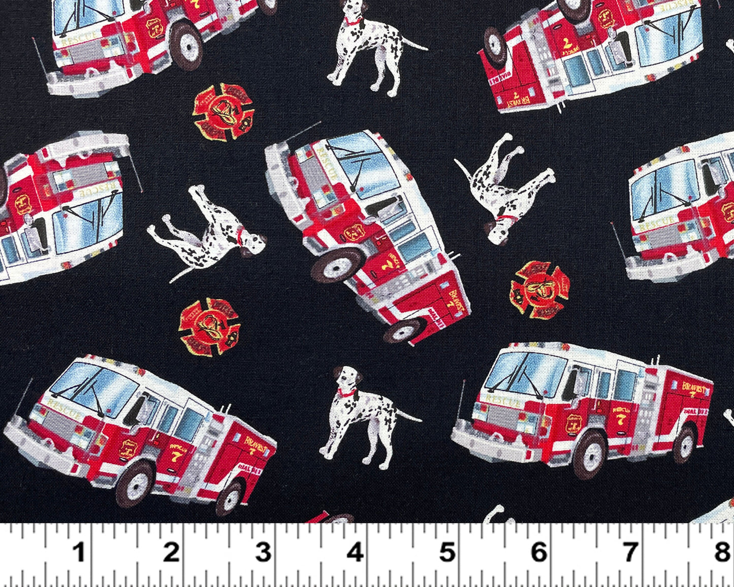Firetruck fabric - Firetruck and Dalmatian - To The Rescue Collection by Robert Giordano for Henry Glass - 100% Cotton - Ships NEXT DAY