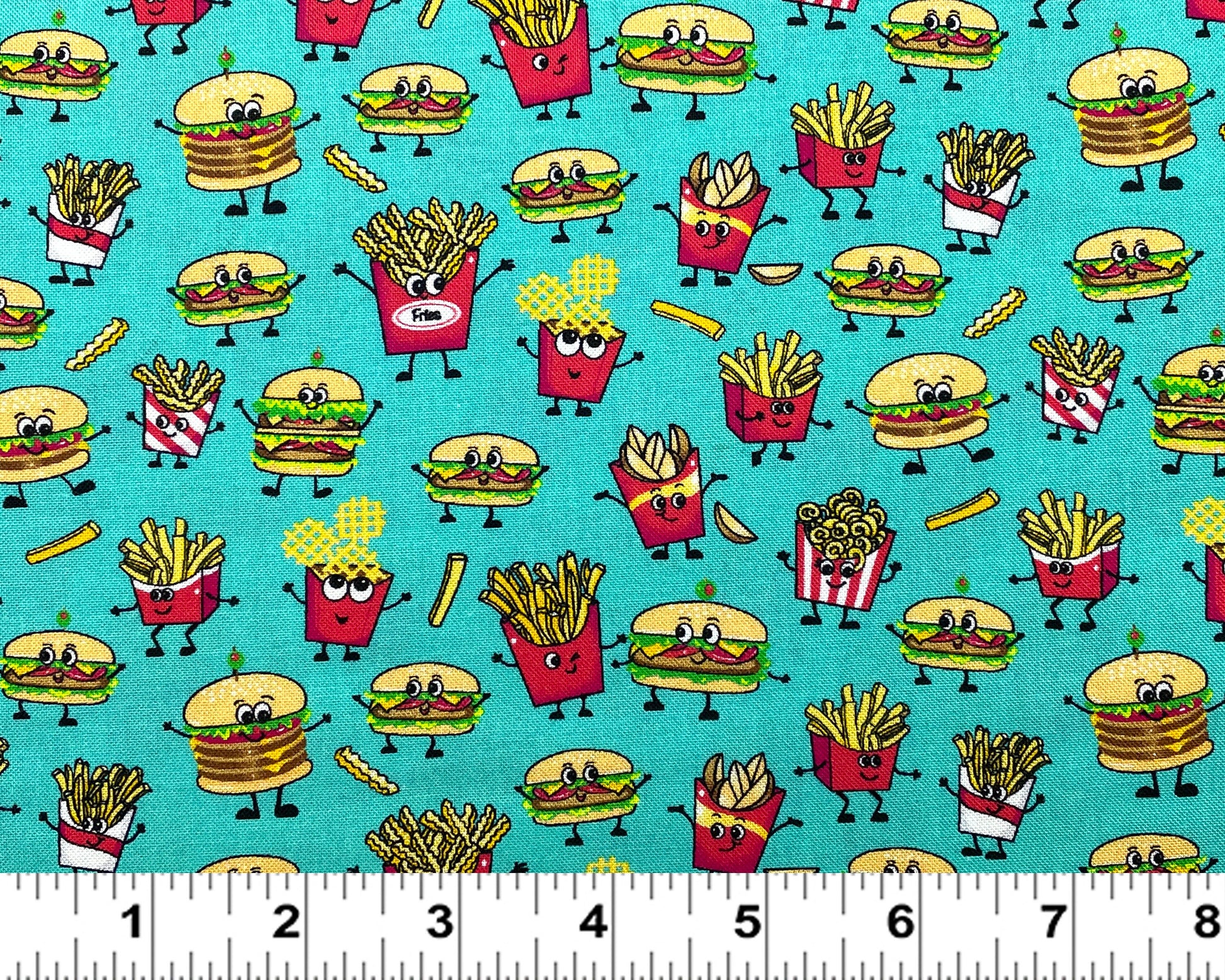 Hamburger fabric - Burger and Fries - Drive Thru Snacks by Freckle & Lollie - 100% Cotton Fabric - Food fabric by the yard - Ships NEXT DAY