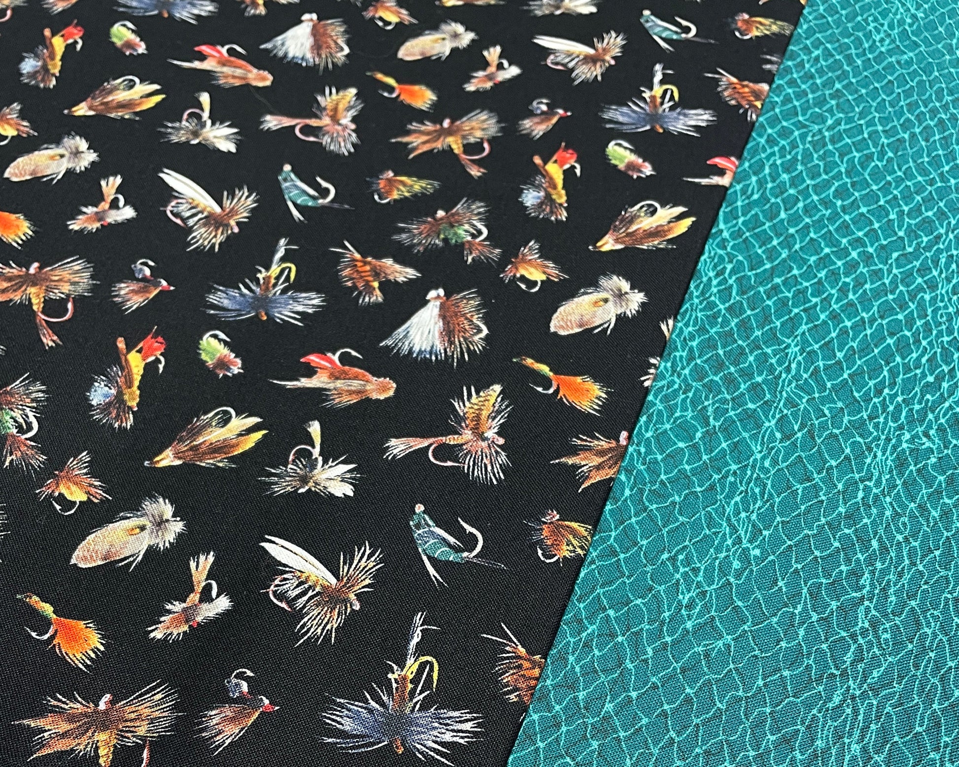 Fly Fishing Lures - Tight Lines collection by Elizabeth's Studio - 100% Cotton Fabric - Fly fishing theme fishing flies - SHIPS NEXT DAY