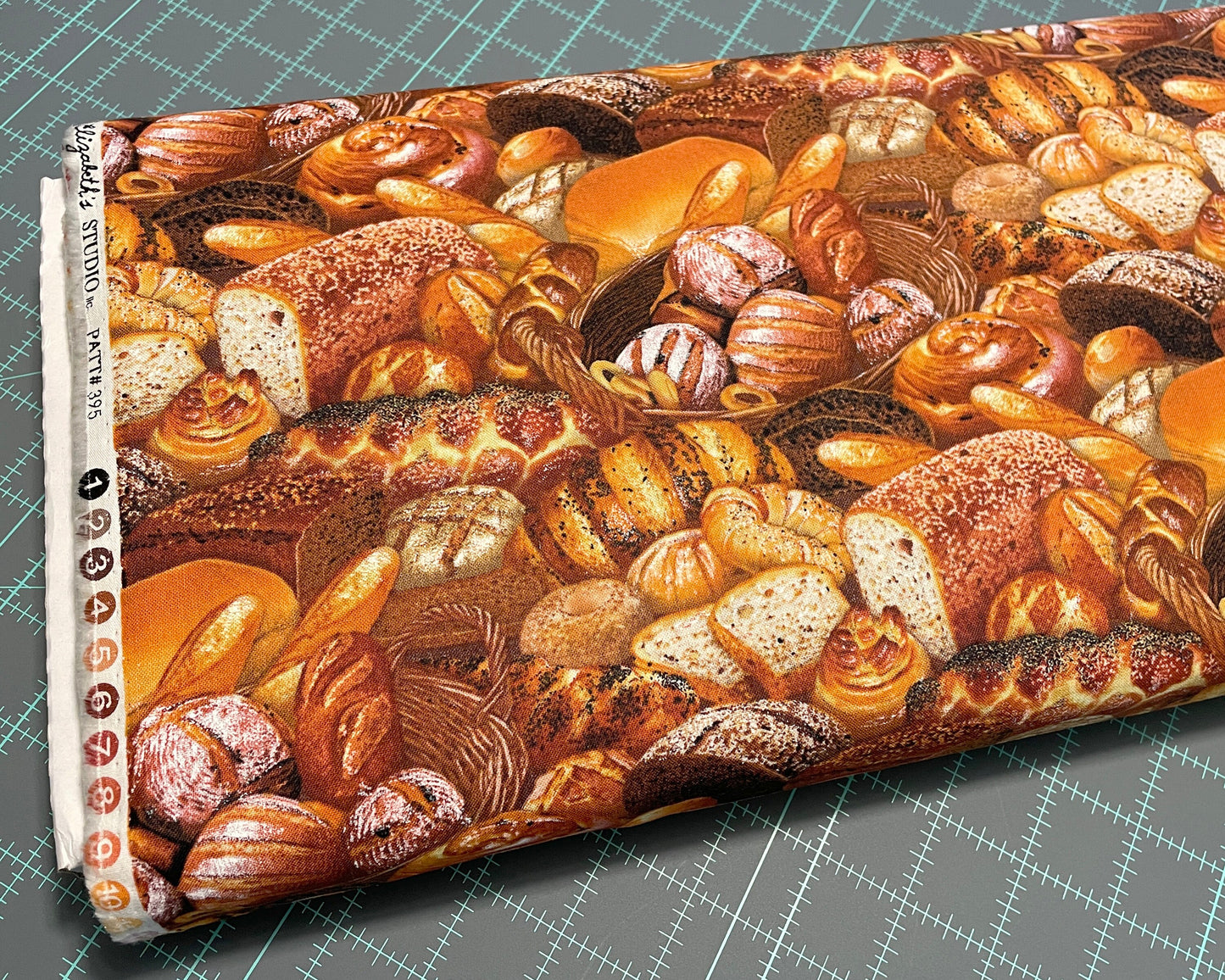Bread Fabric - Food Festival collection by Elizabeth Studios - 100% Cotton Fabric - Food theme Baking Bread Loaf Kitchen - Ships NEXT DAY