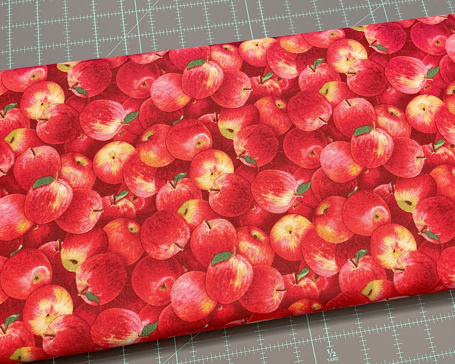 Red Apple Fabric - Food Festival collection by Elizabeth Studios - 100% Cotton Fabric - Food theme Healthy Fruit Snack - Ships NEXT DAY