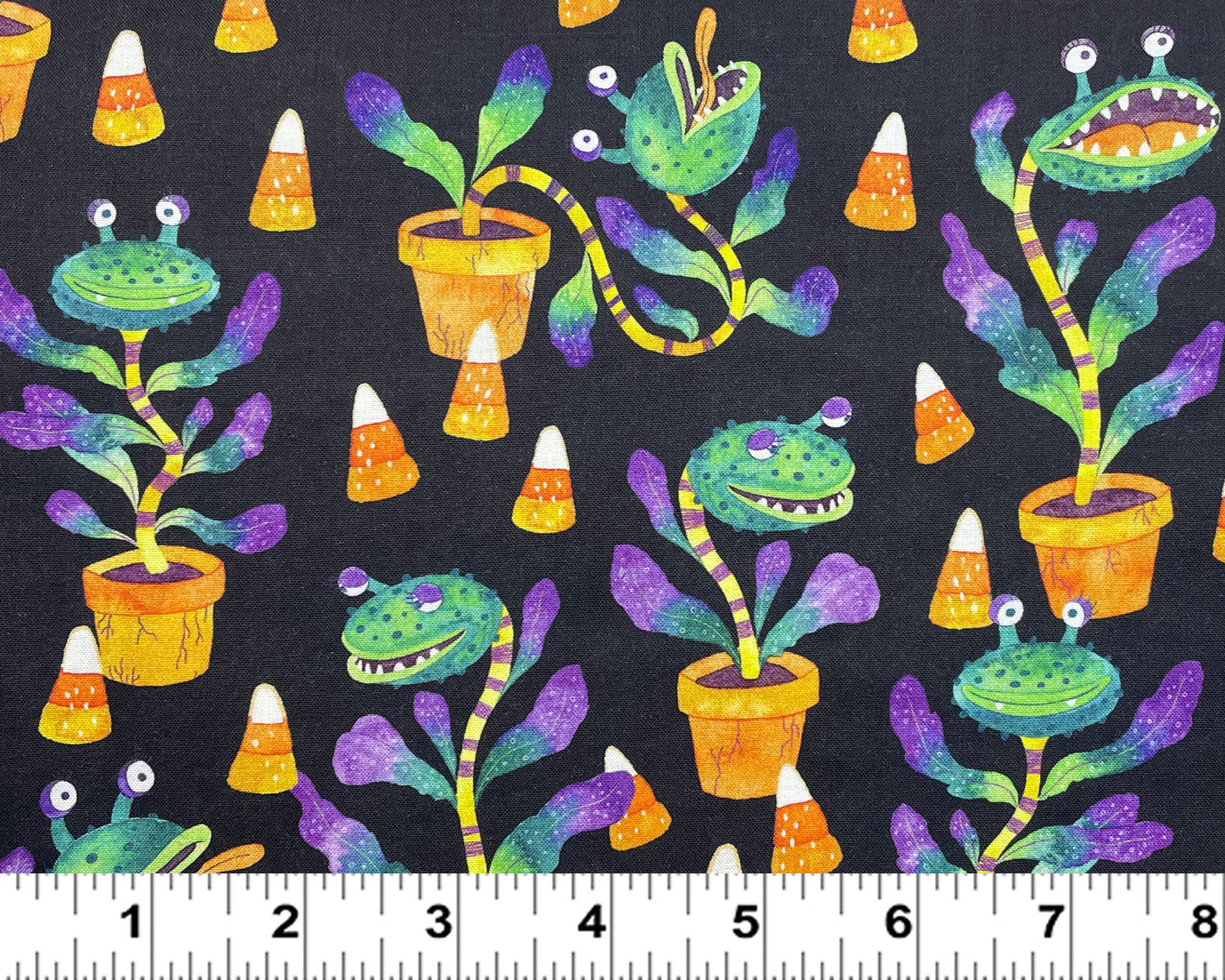 Plant Monsters - 100% Cotton Quilting Fabric - Little Shop of Horrors plant Audrey II Venus Fly Trap Halloween material - Ships NEXT DAY