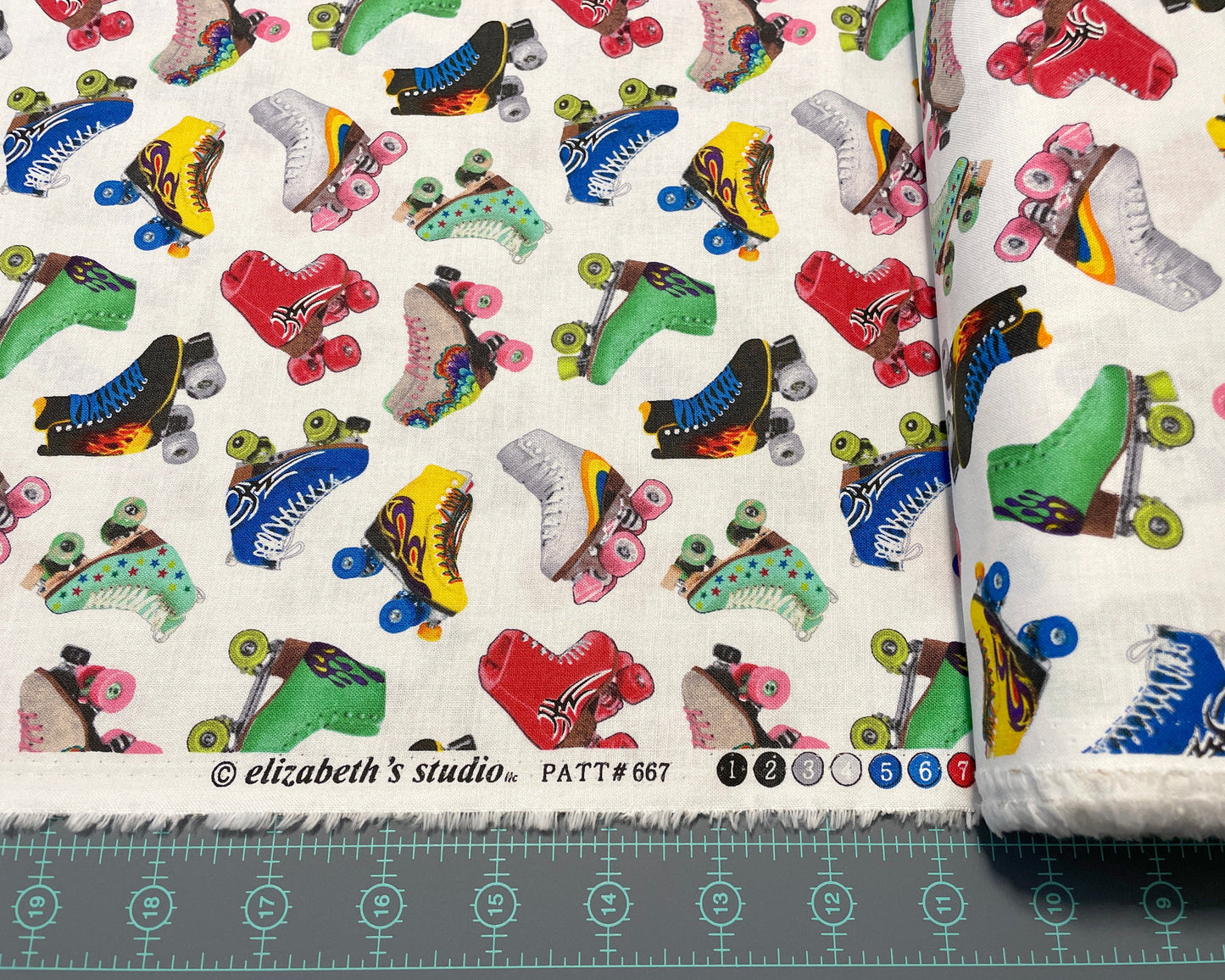 Roller Skates Fabric - In Motion collection by Elizabeth's Studio - 100% Cotton - skating fabric sports fabric hobby fabric - SHIPS NEXT DAY