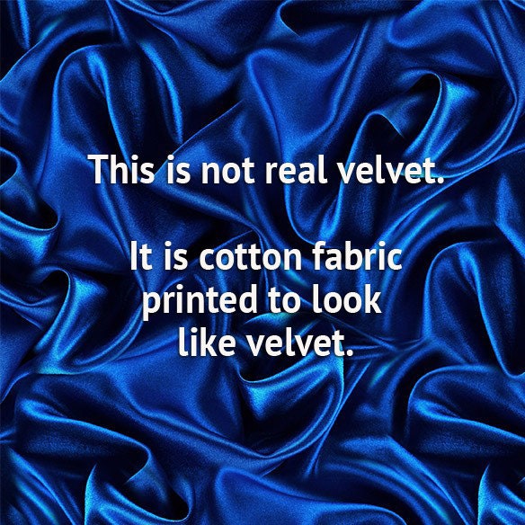 Velvet COTTON Fabric - Blue - The Gilded Age by Michael Miller - Not real velvet - Faux velvet material