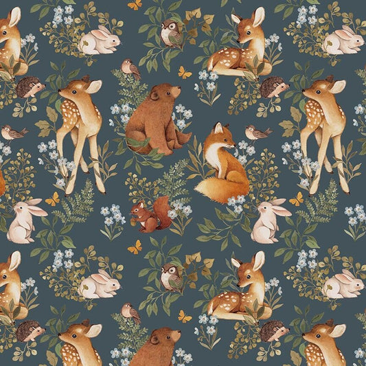 Forest Animal fabric - Dear Stella - Forest Stories - 100% Cotton - Baby Woodland creatures forest animal material