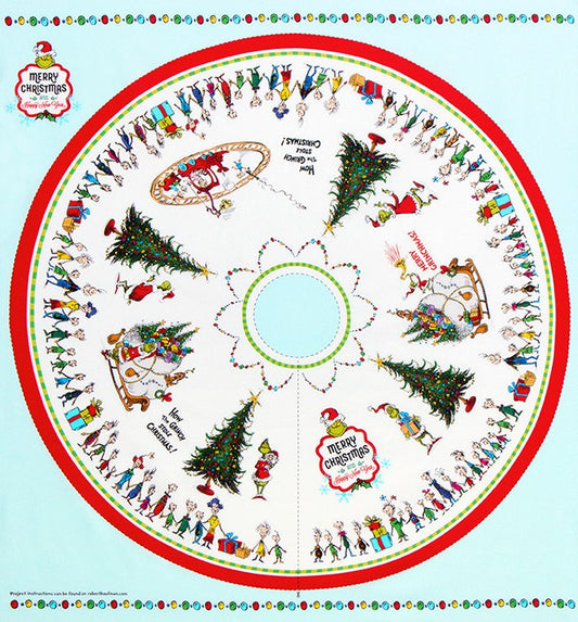 Grinch Tree Skirt Fabric Panel - YOU SEW - 46" x 44" - Robert Kaufman - How the Grinch Stole Christmas - 100% cotton - ADE-20277-223 Holiday