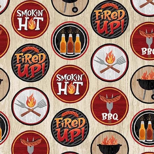 BBQ Fabric - Michael Miller - 100% Cotton - Chill and Grill - Grilling Barbecue Cooking Chef Gift