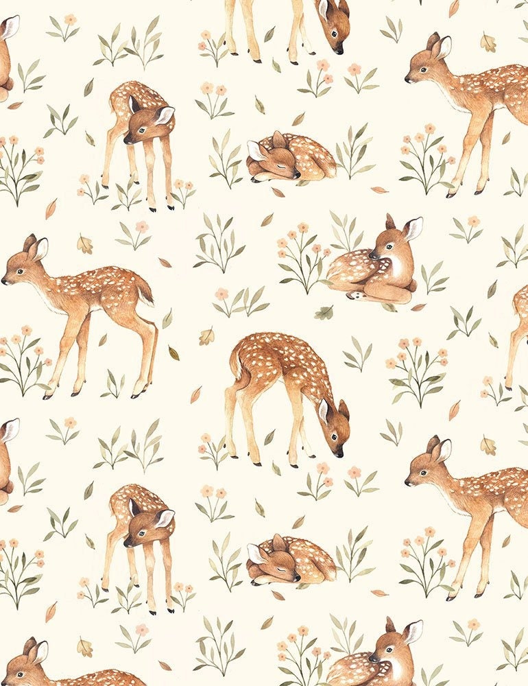 Dear Stella Deer Fabric - Little Fawn - 100% Cotton Fabric - Little Fawn & Friends collection - Baby Deer