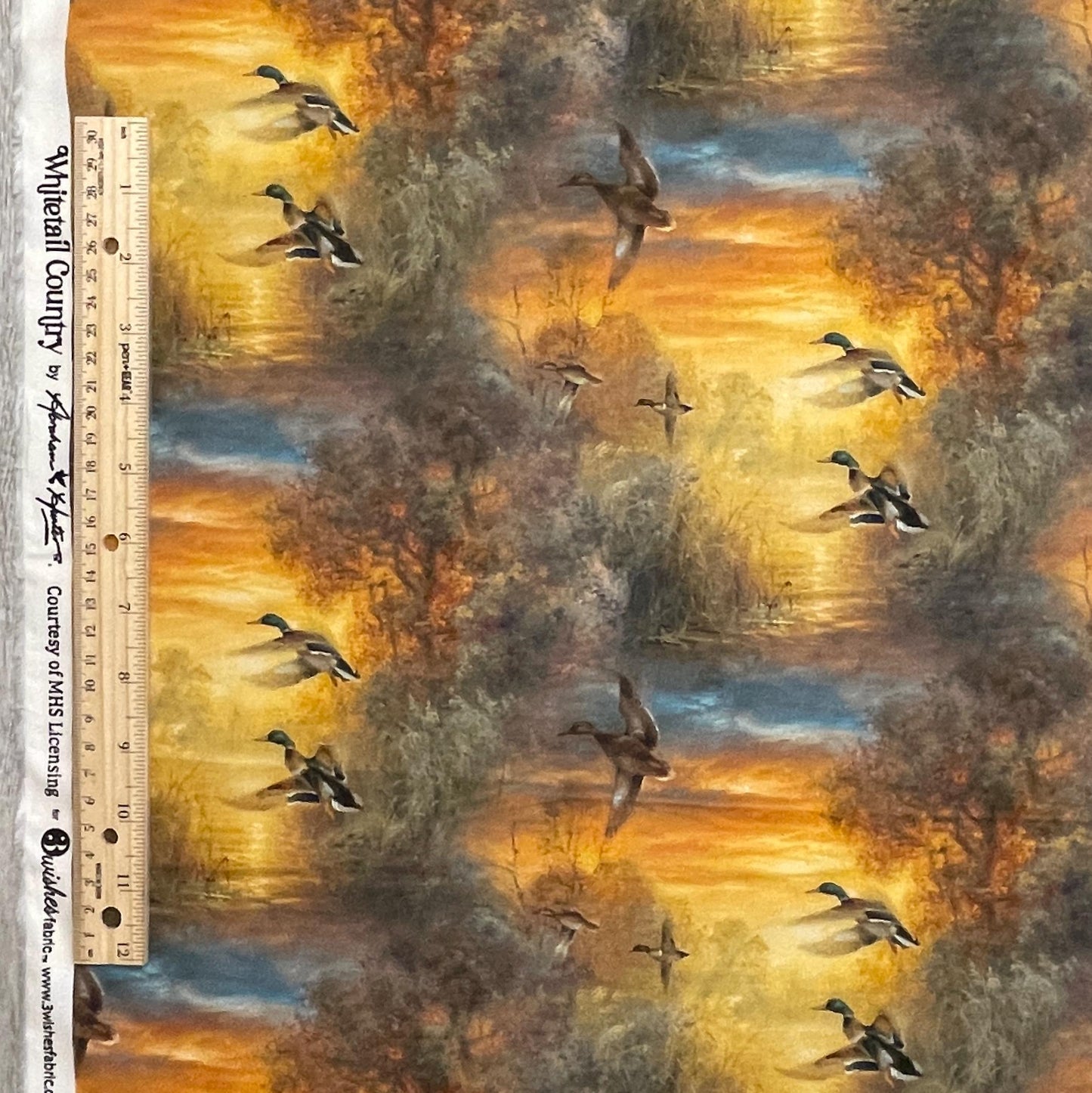 Evening Soar - Duck Fabric - 22204-MLT - 3 Wishes - 100% Cotton Fabric - Whitetail Country - Forest Animals