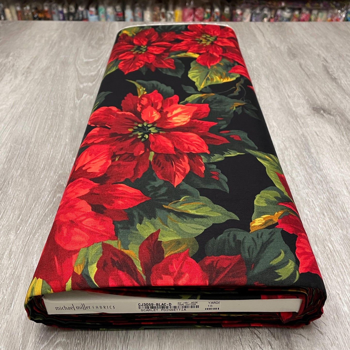 Christmas Poinsettia fabric - Michael Miller - 100% cotton - Holiday Flowers - LARGE SCALE