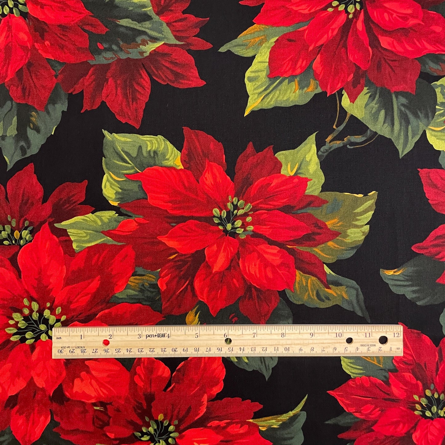 Christmas Poinsettia fabric - Michael Miller - 100% cotton - Holiday Flowers - LARGE SCALE