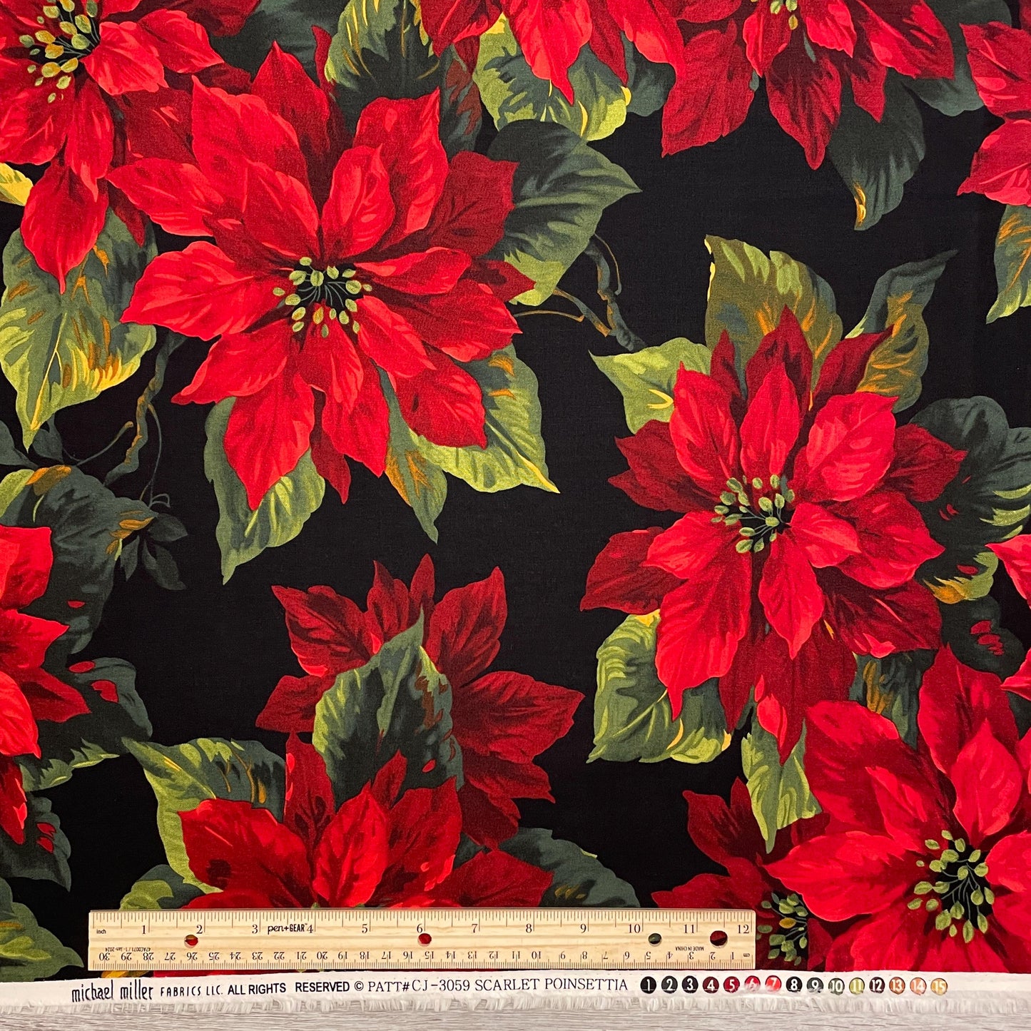 Christmas Poinsettia fabric - Michael Miller - 100% cotton - Holiday Flowers - LARGE SCALE