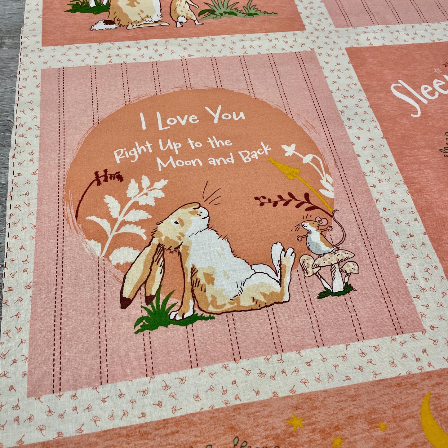 Guess How Much I Love You 2024 Fabric Panel 24" x 43" - Rust Color - 100% cotton - Clothworks - Baby Panel