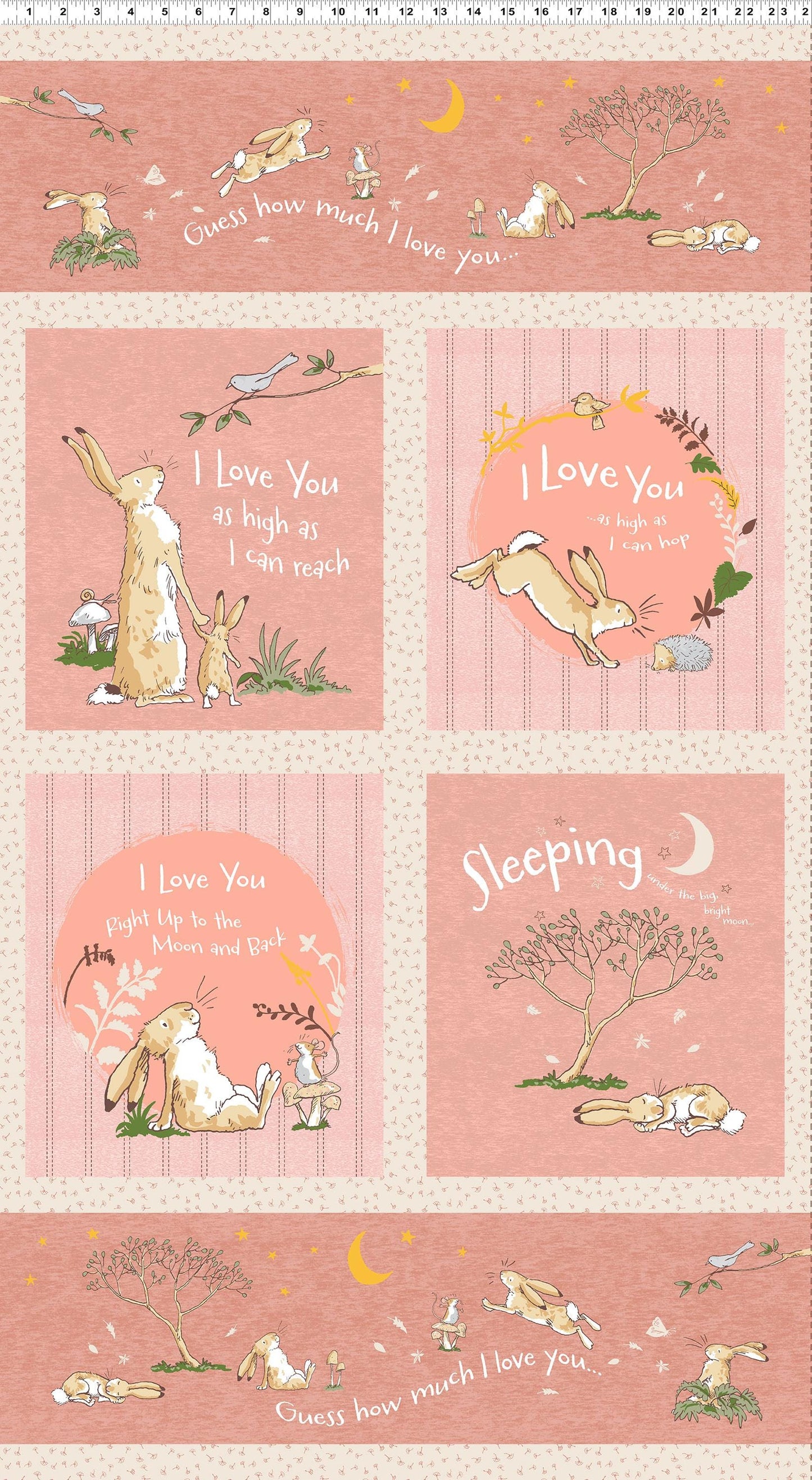 Guess How Much I Love You 2024 Fabric Panel 24" x 43" - Rust Color - 100% cotton - Clothworks - Baby Panel