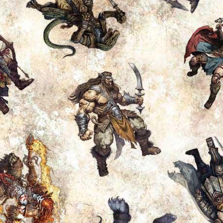 Warrior Character Fabric - QT Fabrics - 100% Cotton - Magical online fantasy game