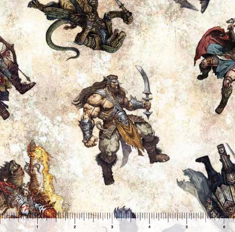 Warrior Character Fabric - QT Fabrics - 100% Cotton - Magical online fantasy game