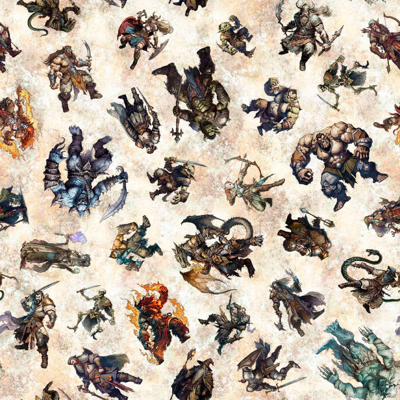 Warrior Character Fabric - QT Fabrics - 100% Cotton - Magical online fantasy game