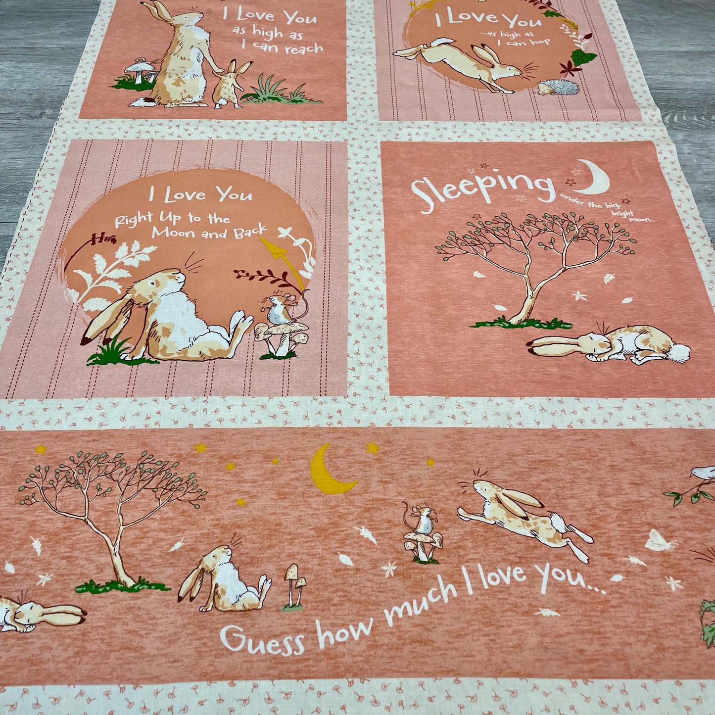 Guess How Much I Love You 2024 Fabric Panel 24" x 43" - Rust Color - 100% cotton - Clothworks - Baby Panel