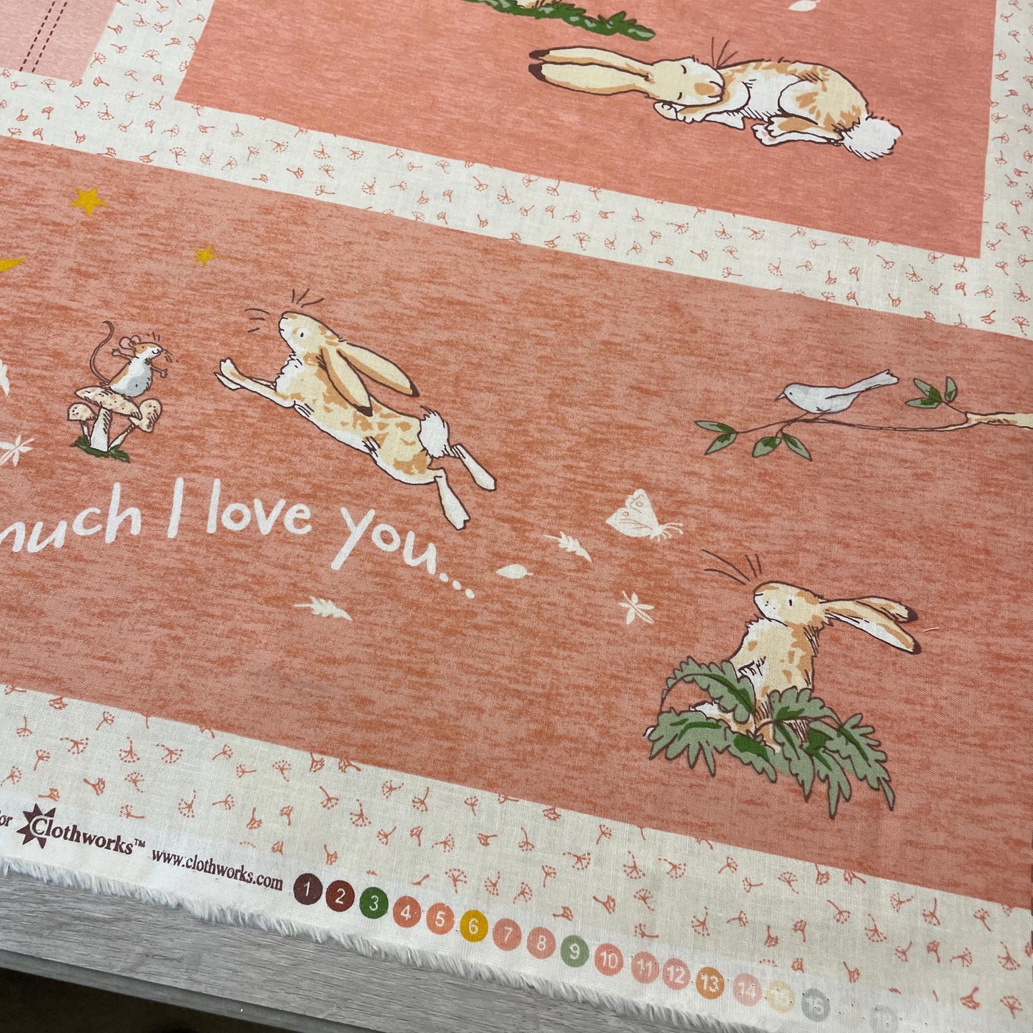 Guess How Much I Love You 2024 Fabric Panel 24" x 43" - Rust Color - 100% cotton - Clothworks - Baby Panel