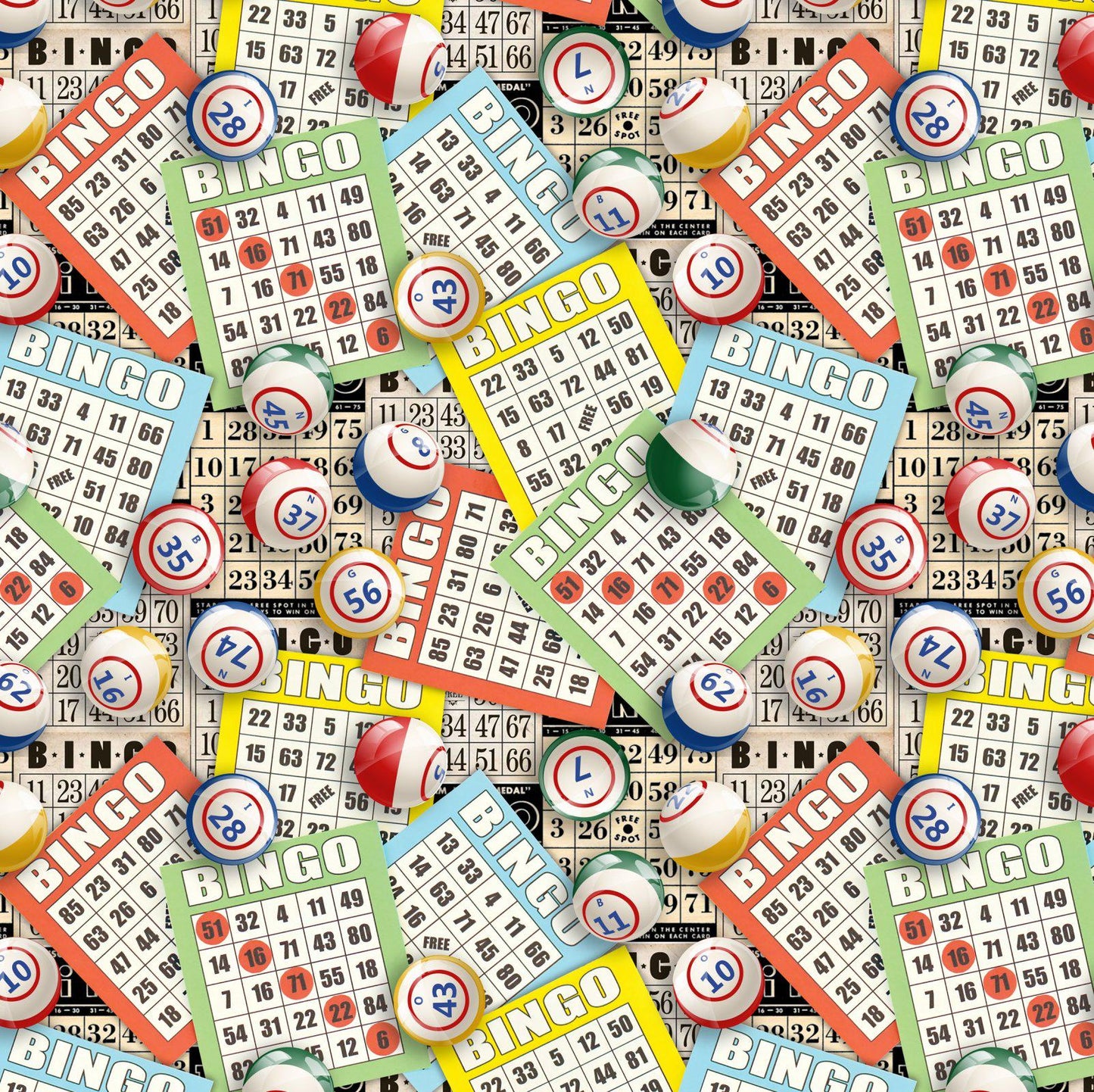 Bingo fabric - 100% Cotton - DX-6318-4C-1 Multi - David Textiles