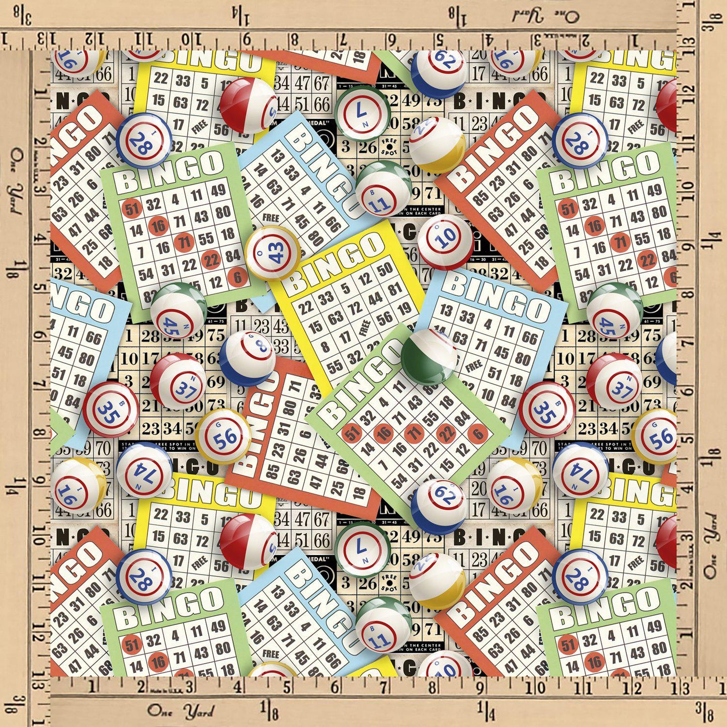 Bingo fabric - 100% Cotton - DX-6318-4C-1 Multi - David Textiles