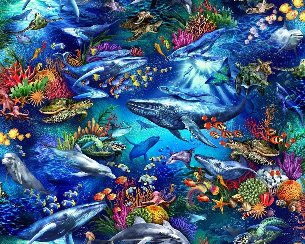 Ocean Life fabric - Oasis - 100% Cotton - The Deep 59-7791
