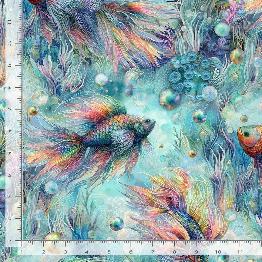Rainbow fish fabric - Timeless Treasures - 100% Cotton - Colorful ocean material