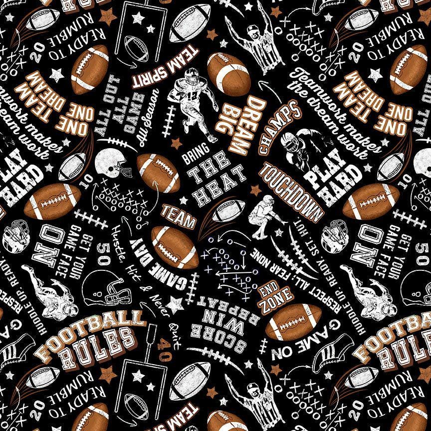 Football Chalkboard Text - 100% Cotton Fabric from Timeless Treasures - Football Rules CD3717