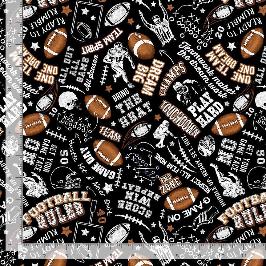 Football Chalkboard Text - 100% Cotton Fabric from Timeless Treasures - Football Rules CD3717