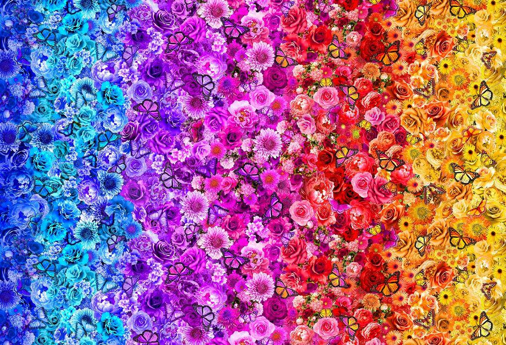 Rainbow Butterfly Fabric - Timeless Treasures - 100% Cotton - CD3630 - Ombre floral