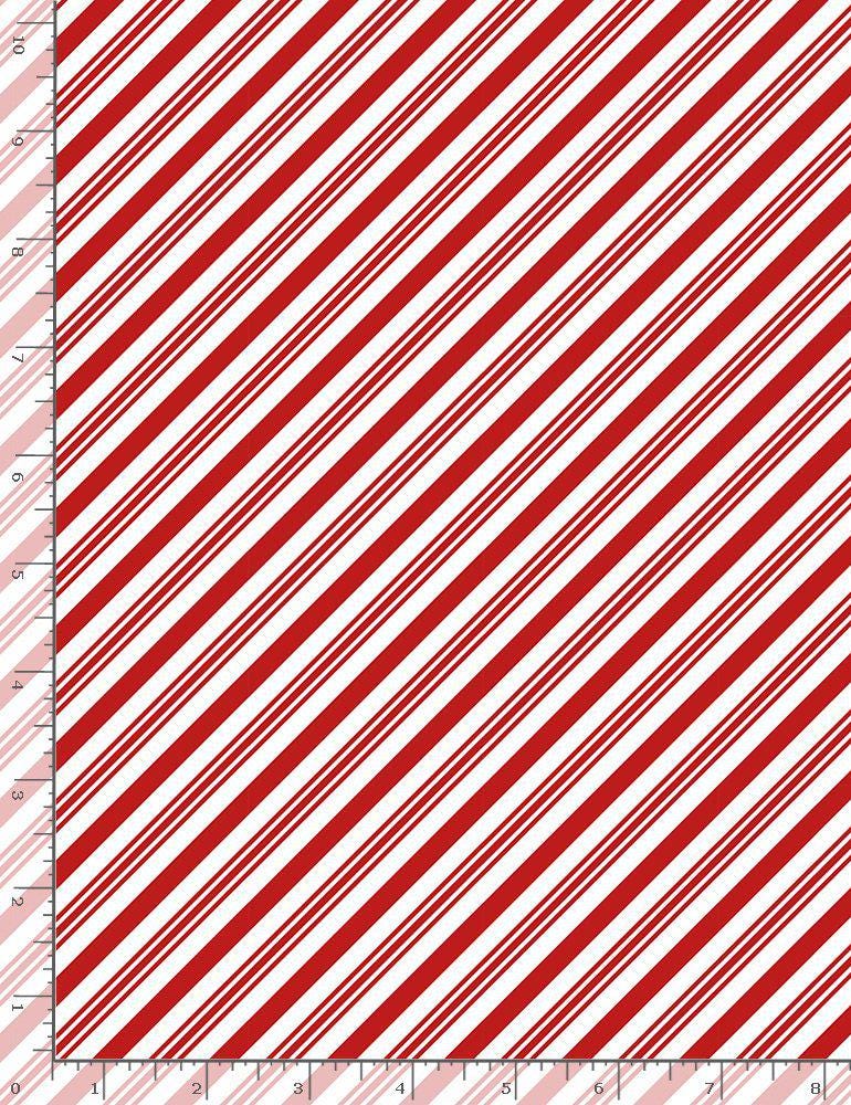 Candy Cane Diagonal Red Stripes Fabric - Timeless Treasures - 100% Cotton - CD1465
