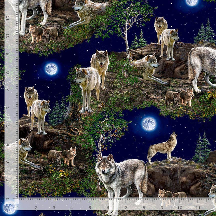 Wolf fabric - Wolf Scenic - Timeless Treasures - 100% Cotton Fabric