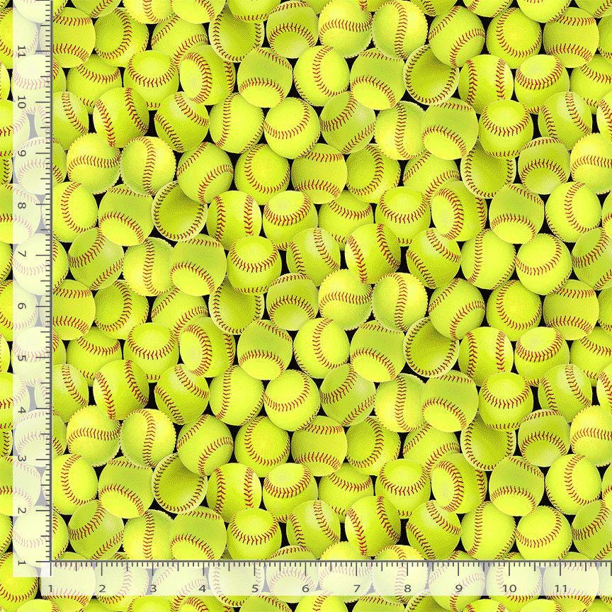 Softball fabric - 100% Cotton Fabric - Timeless Treasures - SPORT-CD3632 YELLOW