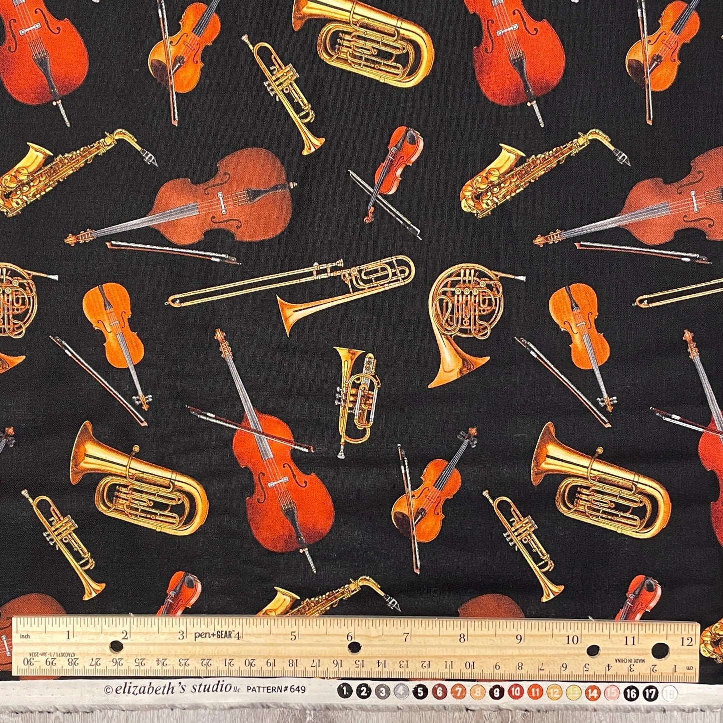 Musical Instruments fabric - 100% Cotton - Jazz Collection - Elizabeth's Studio