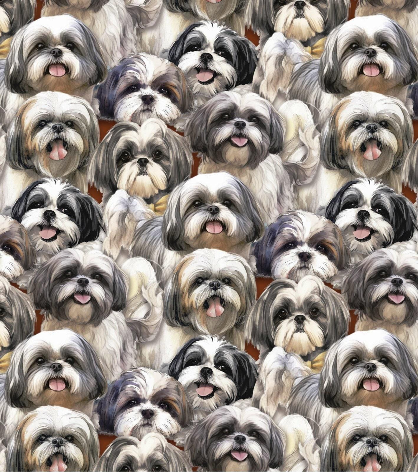 Shih Tzu fabric - Foust Exclusive Print - 100% Cotton