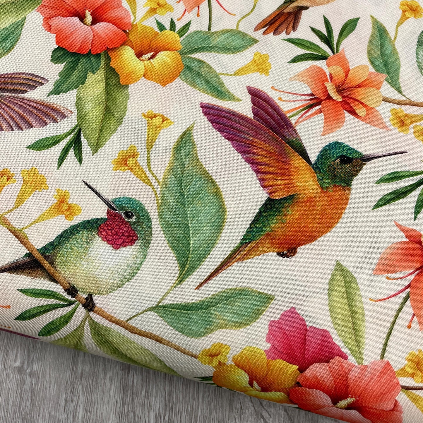 Humming bird & Tropical Florals fabric - Hummingbirds collection