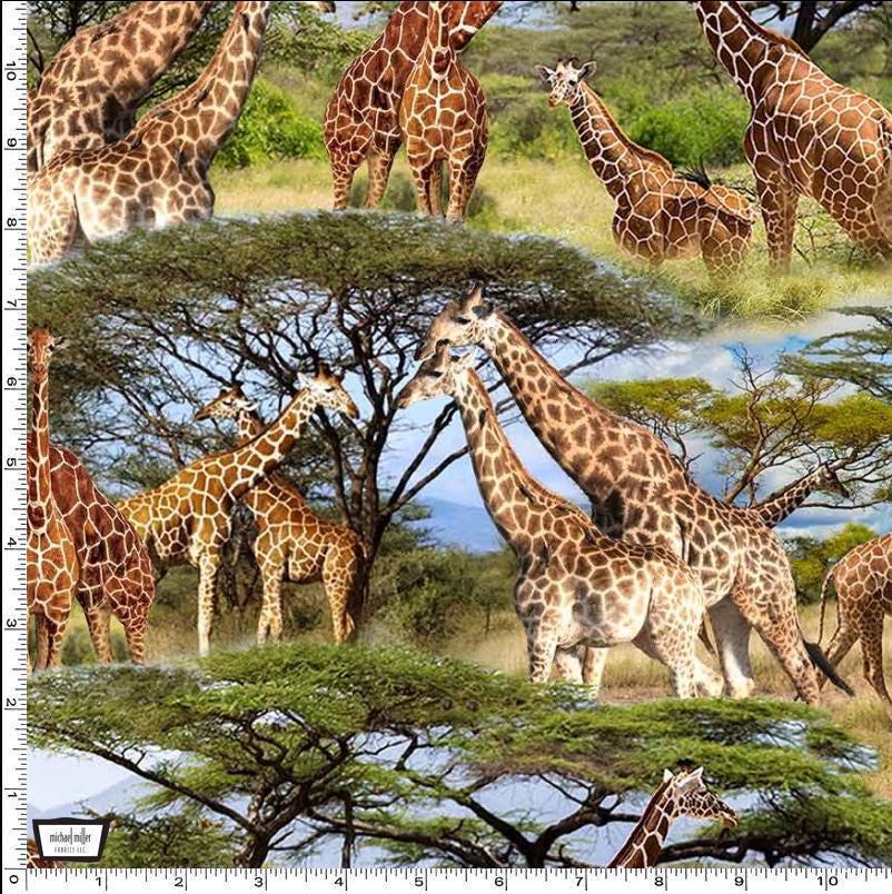 Giraffe Fabric - Michael Miller - 100% Cotton - African Safari wilderness - Serengeti Plains