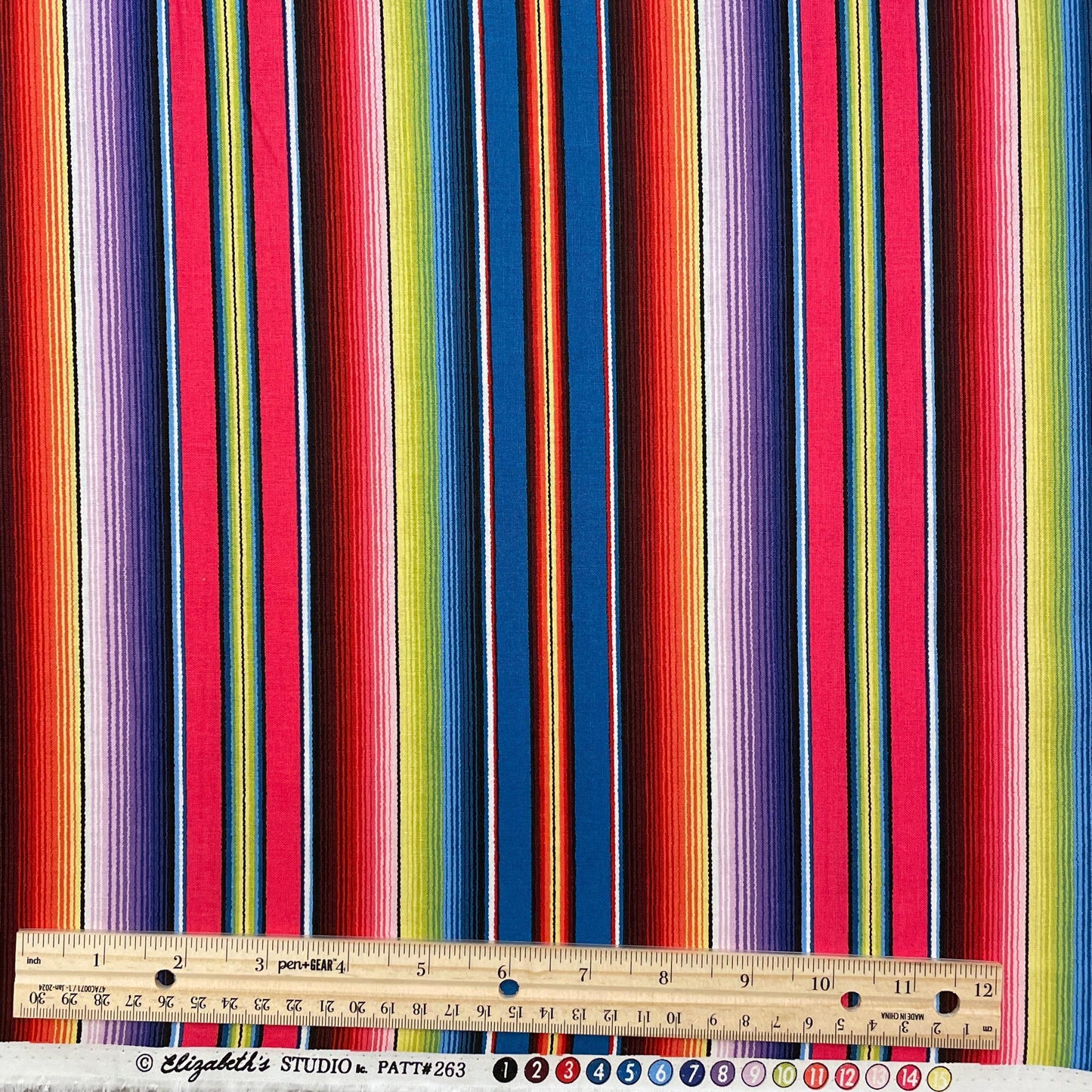 Mexican Sombrero Stripe Fabric - 100% Cotton Fabric - 263-BLU