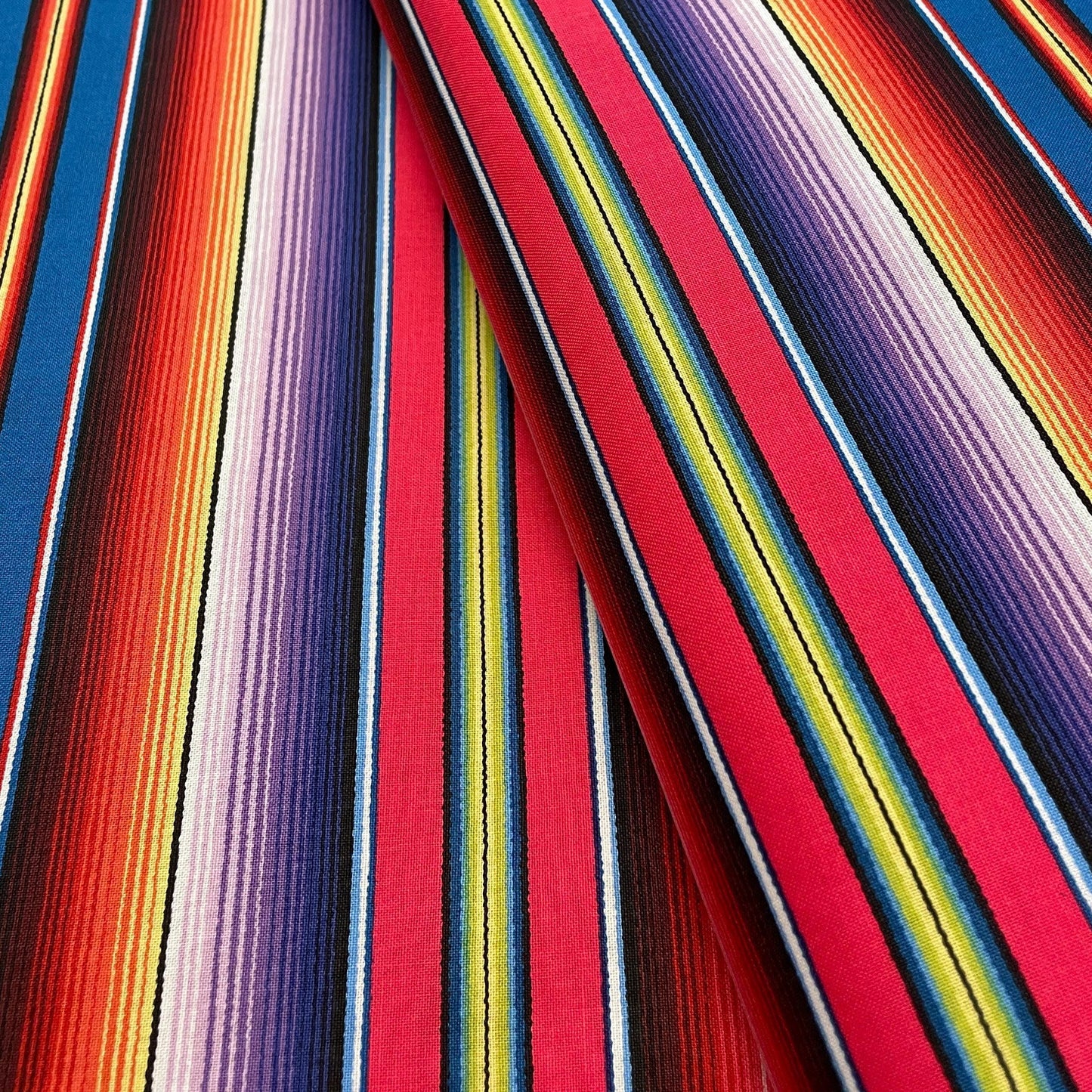 Mexican Sombrero Stripe Fabric - 100% Cotton Fabric - 263-BLU