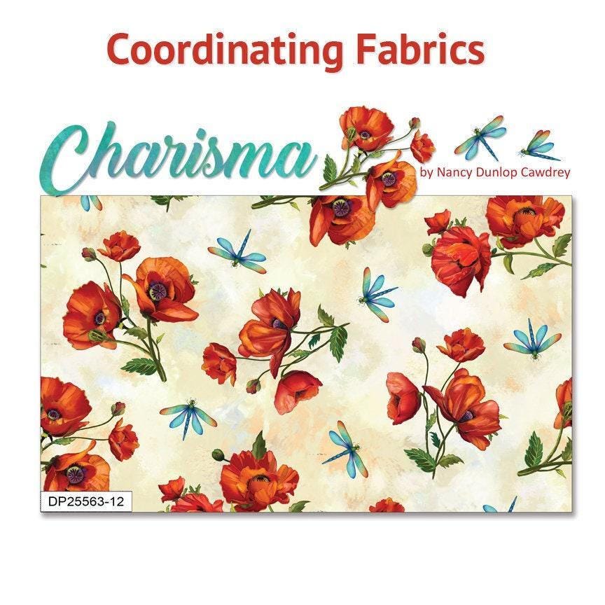 Poppy Flower Fabric - Packed Poppies Turquoise - 100% Cotton - Northcott - Charisma Collection - flower quilting material - Ships NEXT DAY
