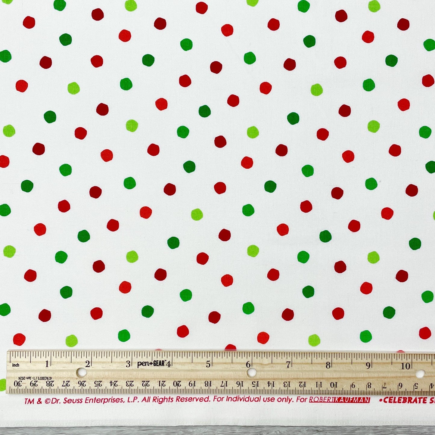 Christmas Polka Dot Fabric - Celebrate Seuss - Robert Kaufman - 100% cotton - ADE-12778-203 - Holiday Grinch Coordinate