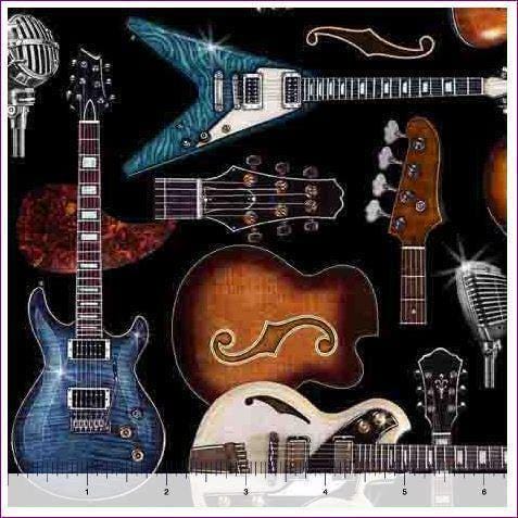 Guitar Fabric - 100% Cotton - QT Fabrics - Rock and Roll Fantasy