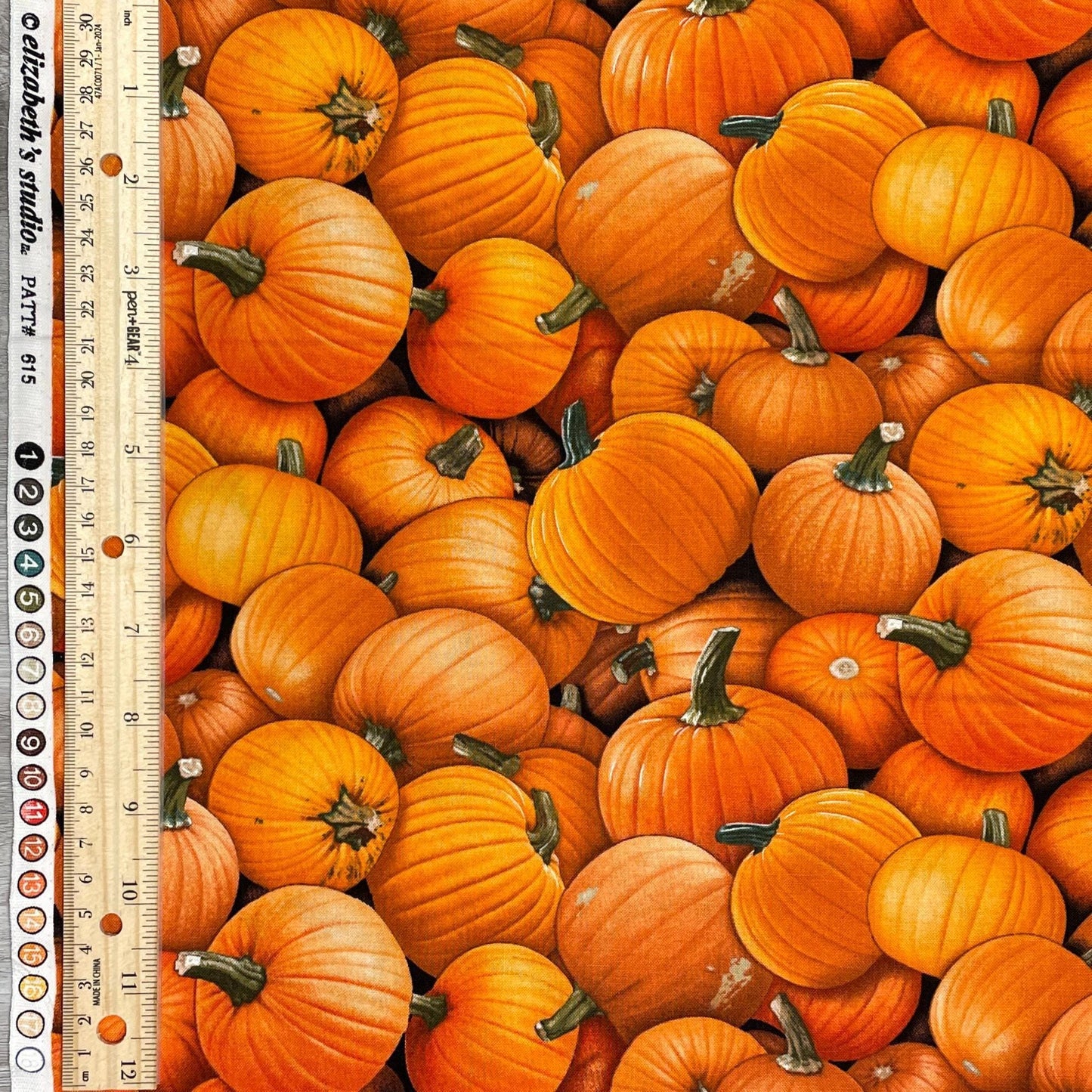 Realistic Pumpkin Fabric - Food Festival - 100% Cotton - Elizabeth's Studio - Fall Halloween Thanksgiving Quilting Cotton
