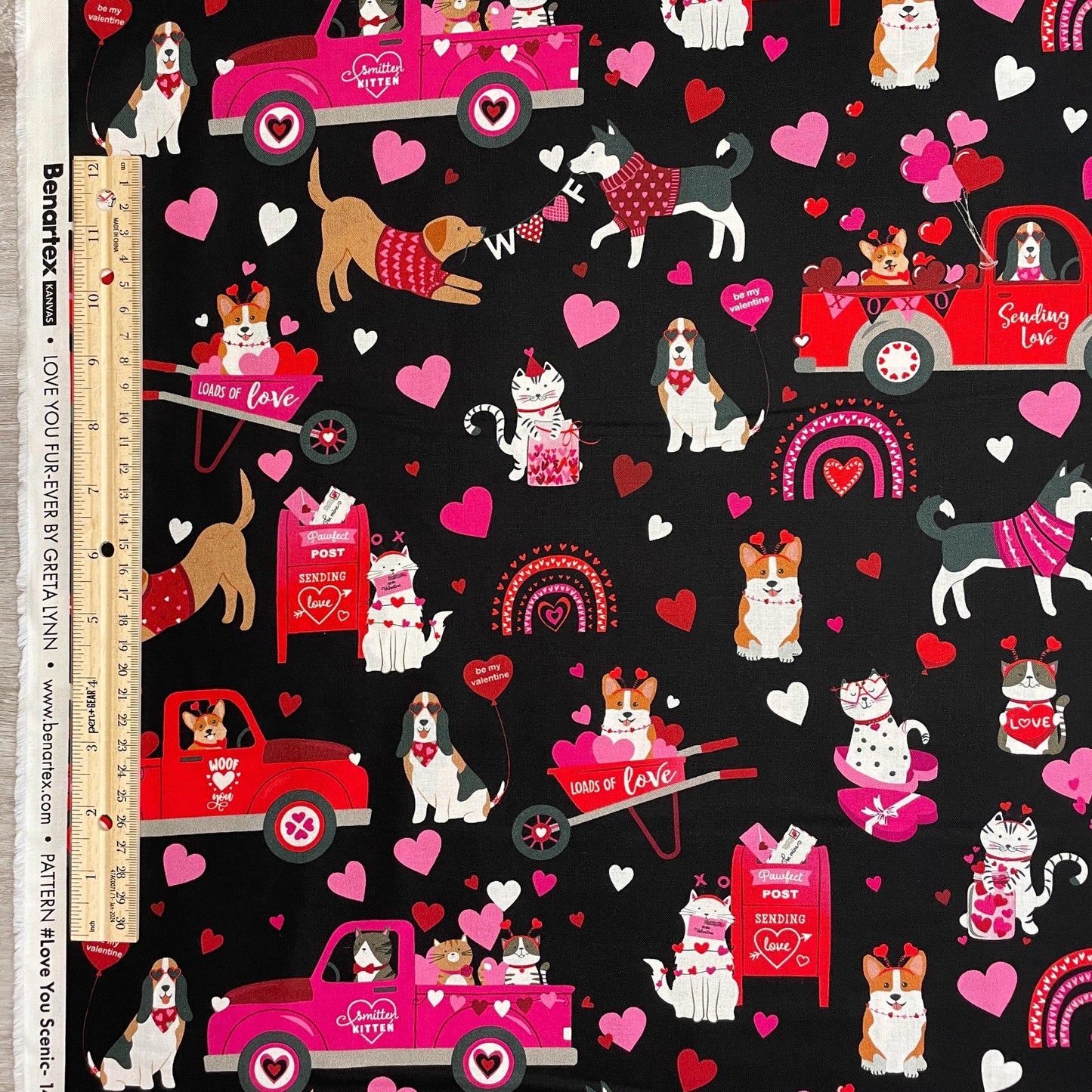 Love you Fur-Ever - Valentine's Day Fabric - 100% Cotton - Benartex