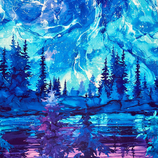 Arctic Panel - Blue Multi - 24" wide x 43" tall - 100% Cotton - Northcott - Illuminations Collection - Deborah Edwards and Melanie Samra DP27001-46