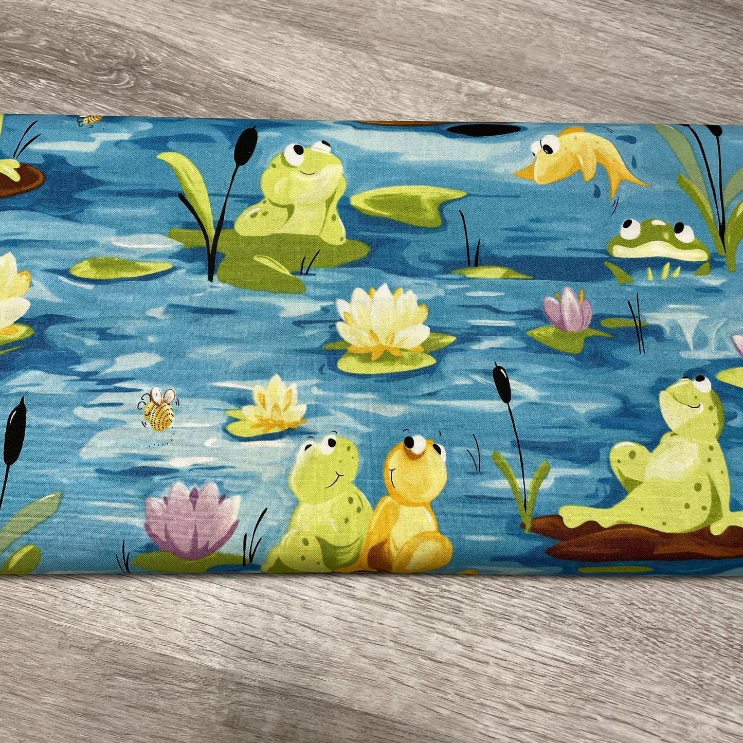Frog fabric - Paul's Pond Allover Turquoise - Susybee
