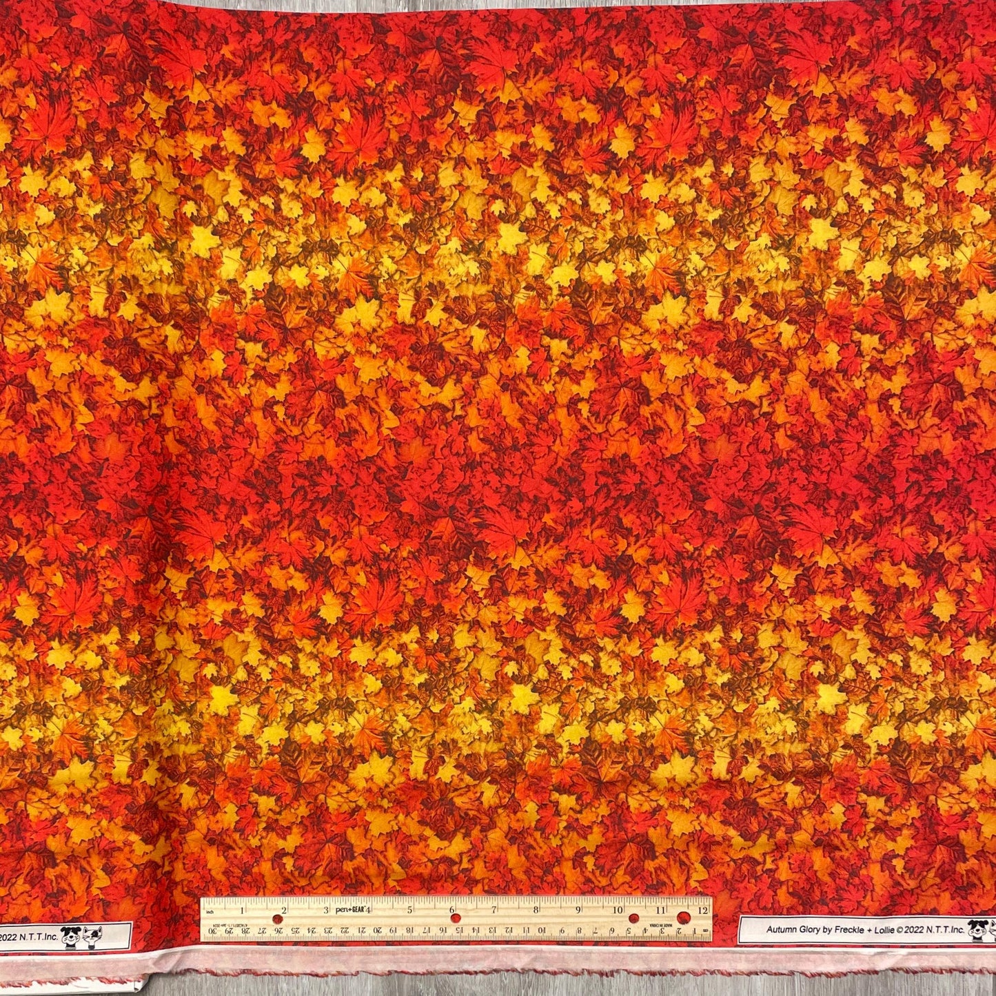 Fall Leaf Fabric - Orange Ombre Leaves - Autumn Glory