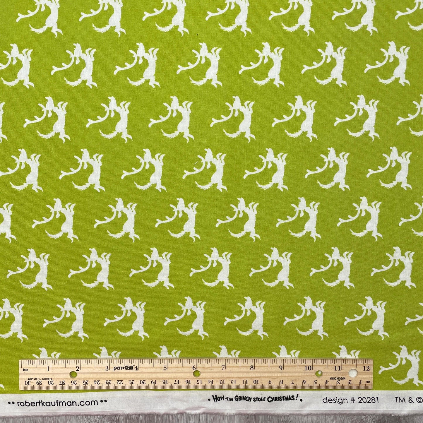Grinch Fabric - Lime Dogs - How the Grinch Stole Christmas